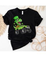 Kids Boys St Patricks Day Toddler T-rex Dinosaur Truck Shirt Unisex Standard T-Shirt black s