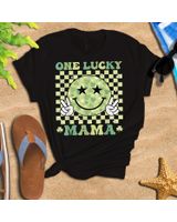 One Lucky Mama St Patricks Day 2024 Retro Saint Patricks Day Shirt Unisex Standard T-Shirt black s